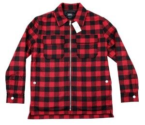 A.P.C. Shirt Jacket S Mens Wool Red Black Buffalo Plaid Ian Coat NWT $595 APC